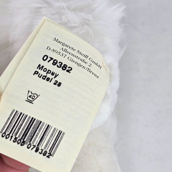 Steiff Mopsy Poodle Plush Dog White 079382 With Original Tags - Picture 5 of 14